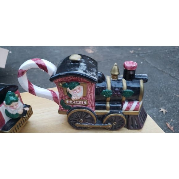 Vintage Holiday Tea set Santa Claus Holiday Express Ceramic Tea Coffee Set - Picture 2 of 12